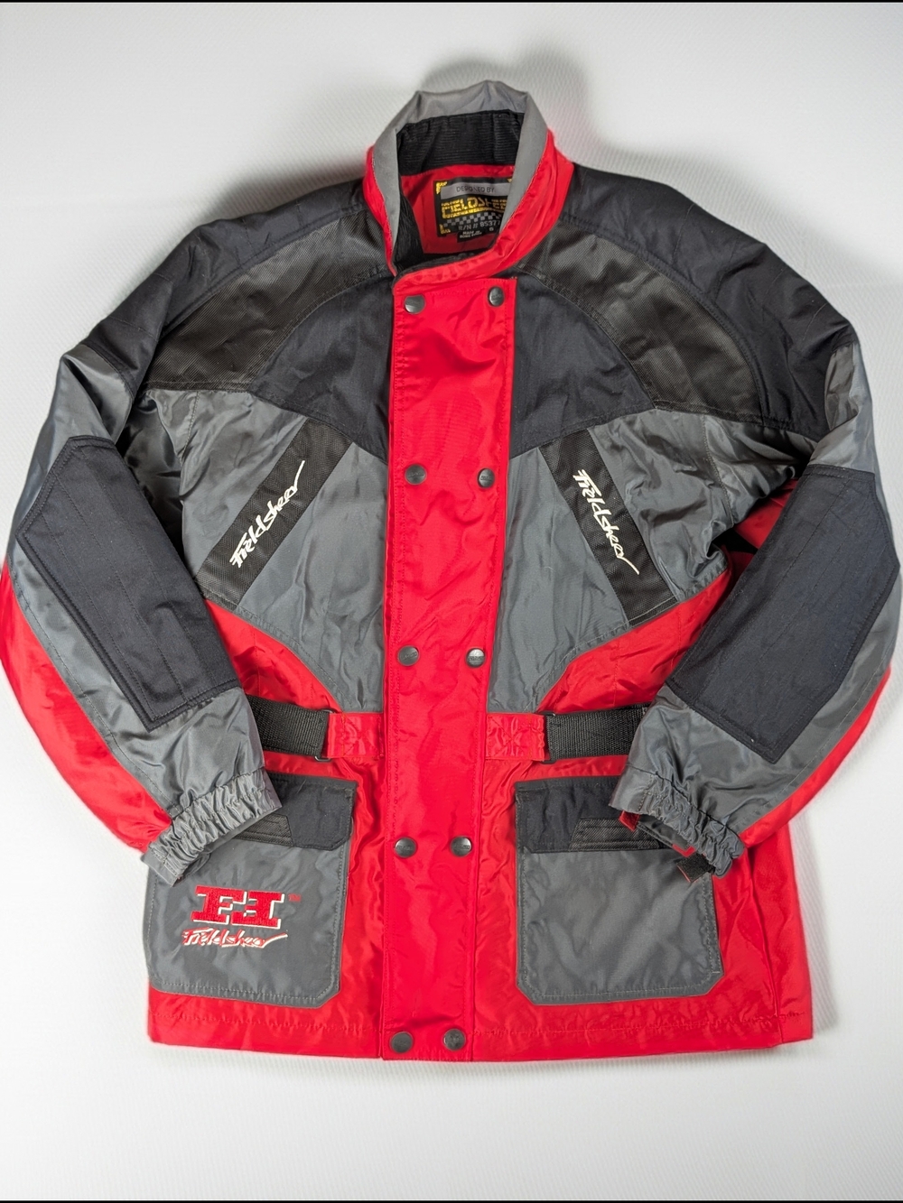 Fieldsheer Motorcycle Jacket Men's Size Small Red Grey Black Waterproof Full Zip